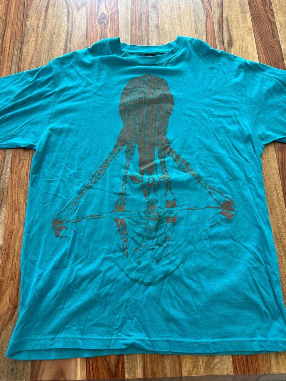 Vintage Tinga Tinga Teal Giraffe Graphic T Made in Kenya Size 126-134cm (s/m)